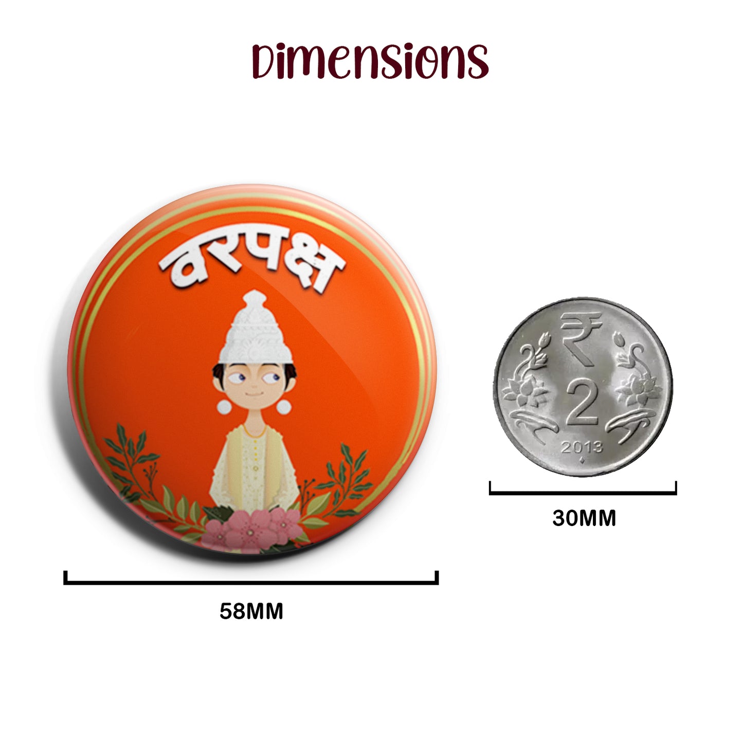 Varpaksh | Wedding Badges | Size - 58mm