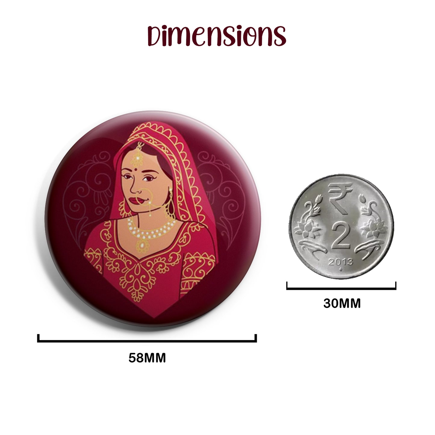 Bride | Wedding Badges | Size - 58mm