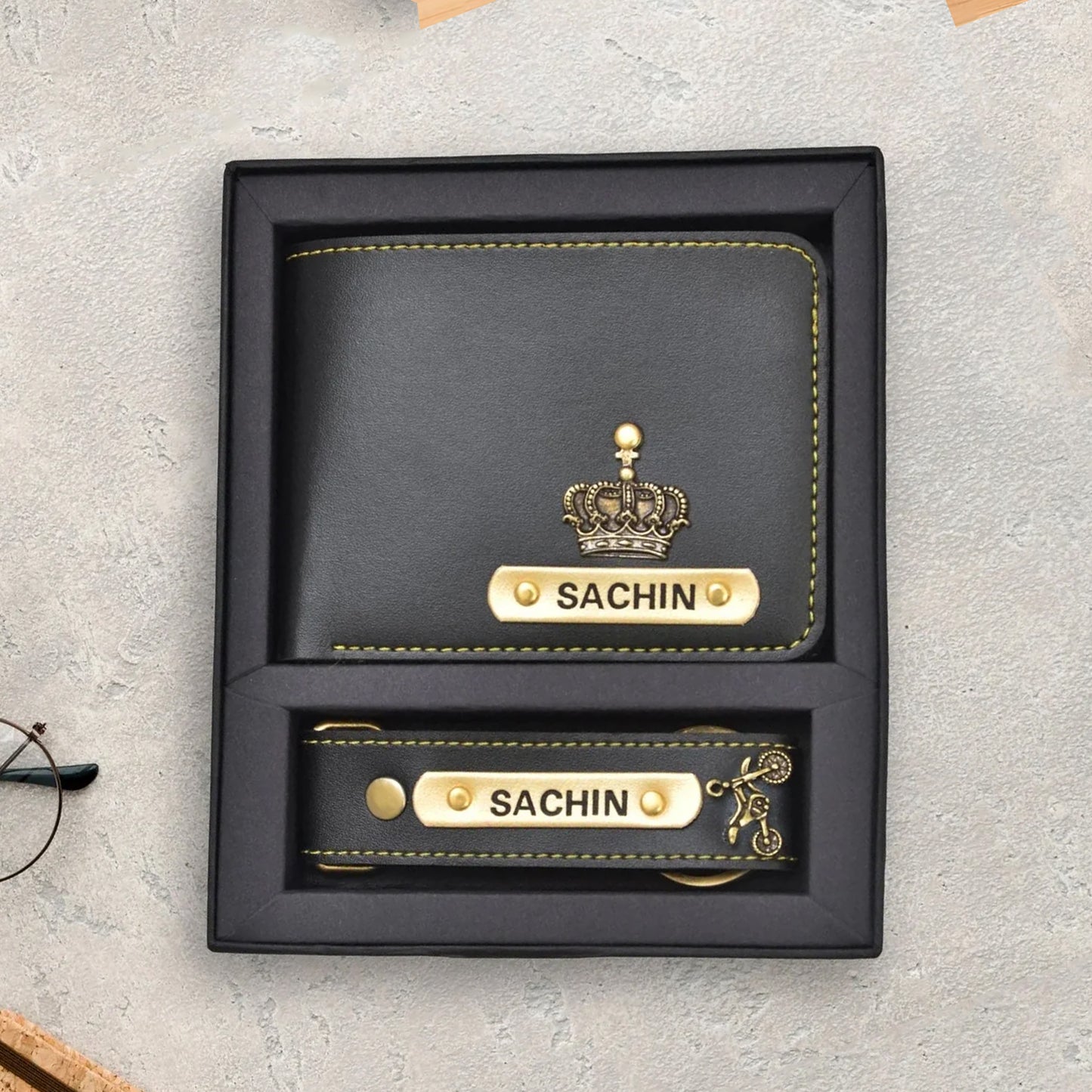 Personalized Faux Leather Men's Gift Combo – Set of 2