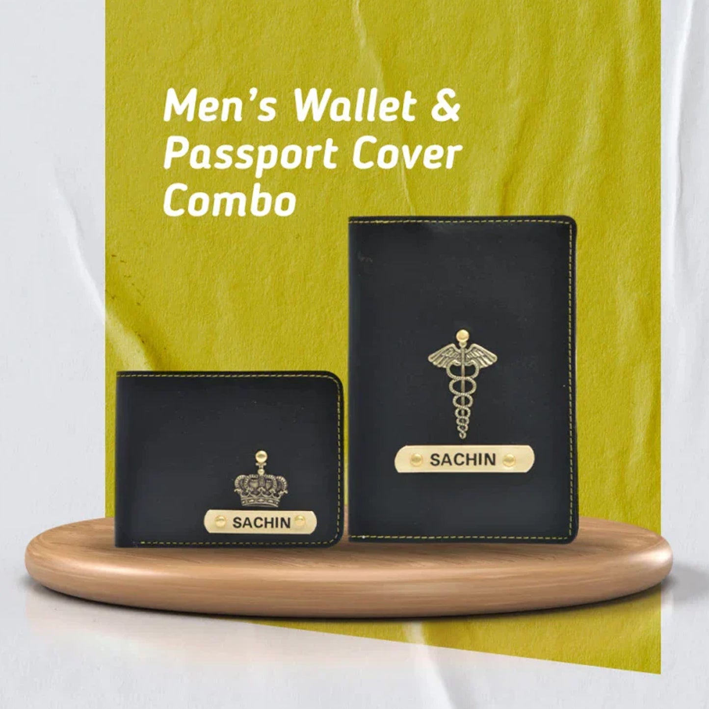 Personalized with Name and Charm Men's 2 Pcs Travel Combo