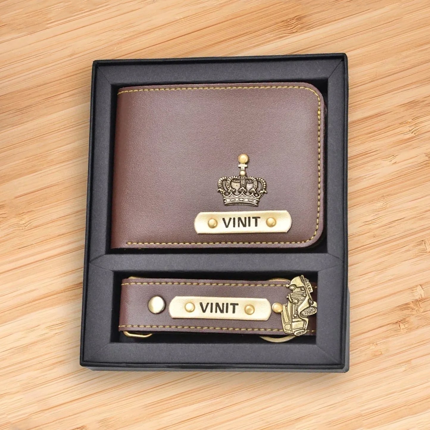 Personalized Faux Leather Men's Gift Combo – Set of 2