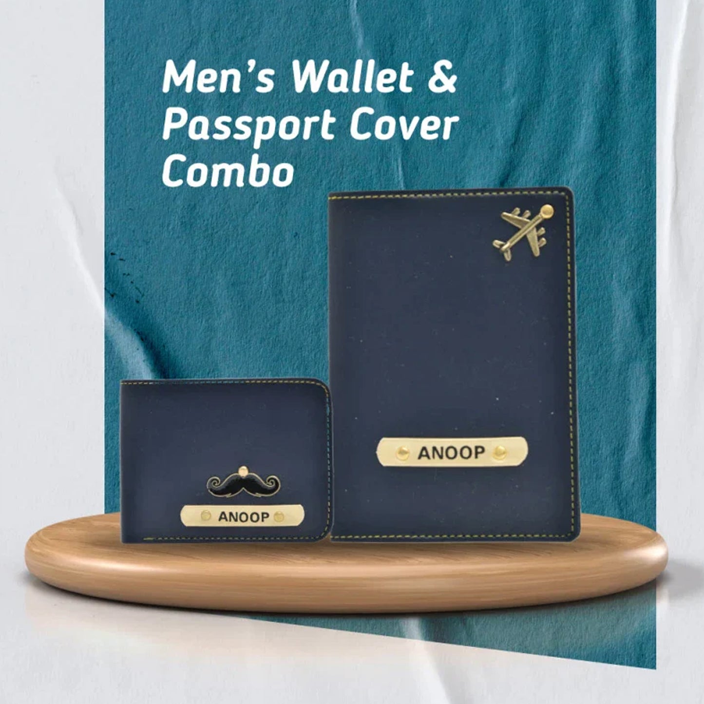 Personalized with Name and Charm Men's 2 Pcs Travel Combo