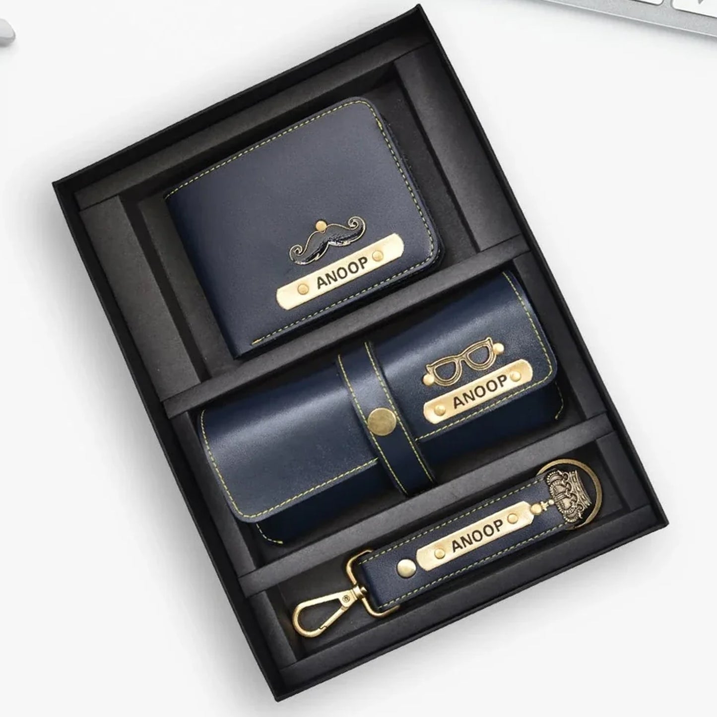 Premium Personalized Men's 3-Piece Combo | Faux Leather Gift Set