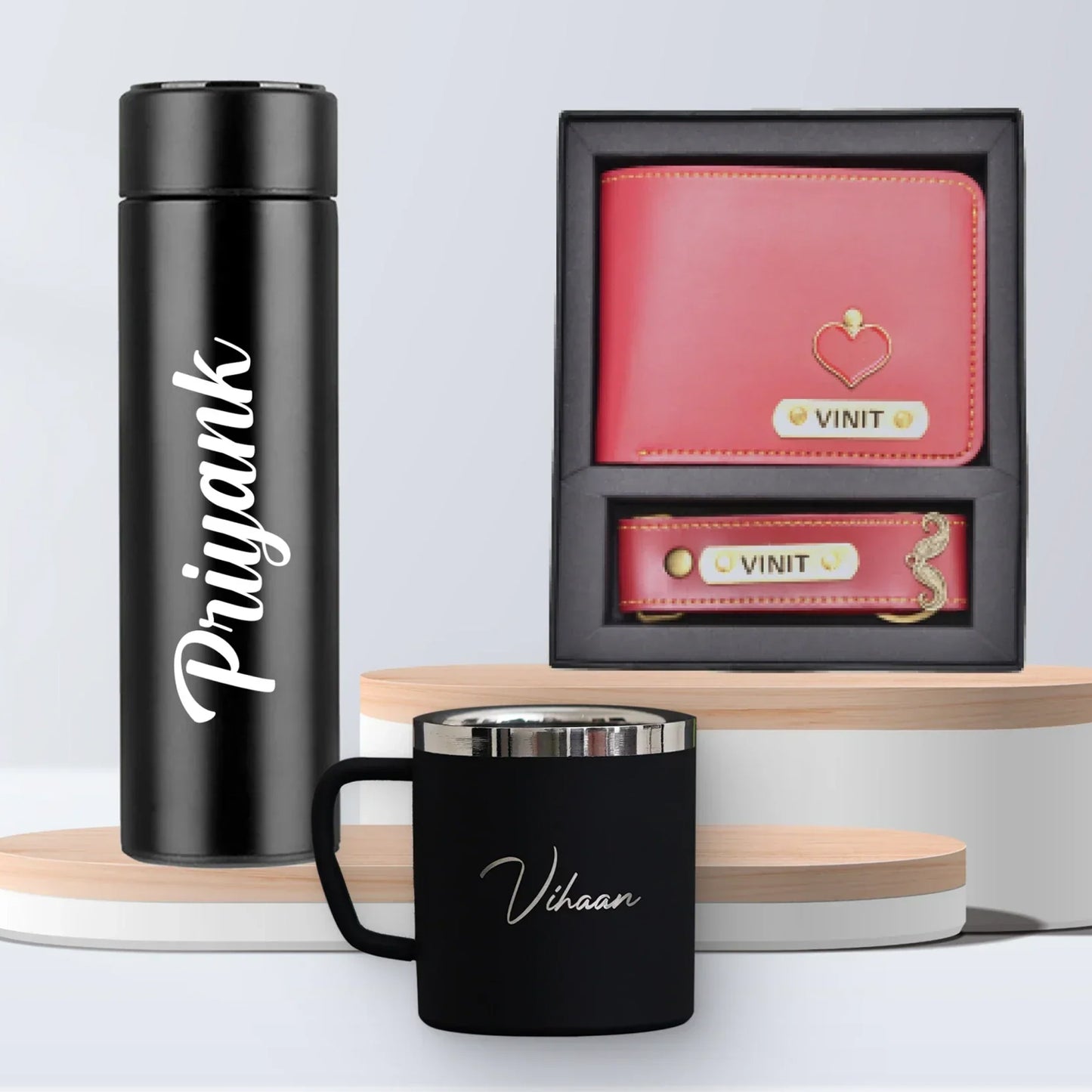 Personalized Temperature Bottle, Stainless Steel Mug & Men's Combo (2 pcs)