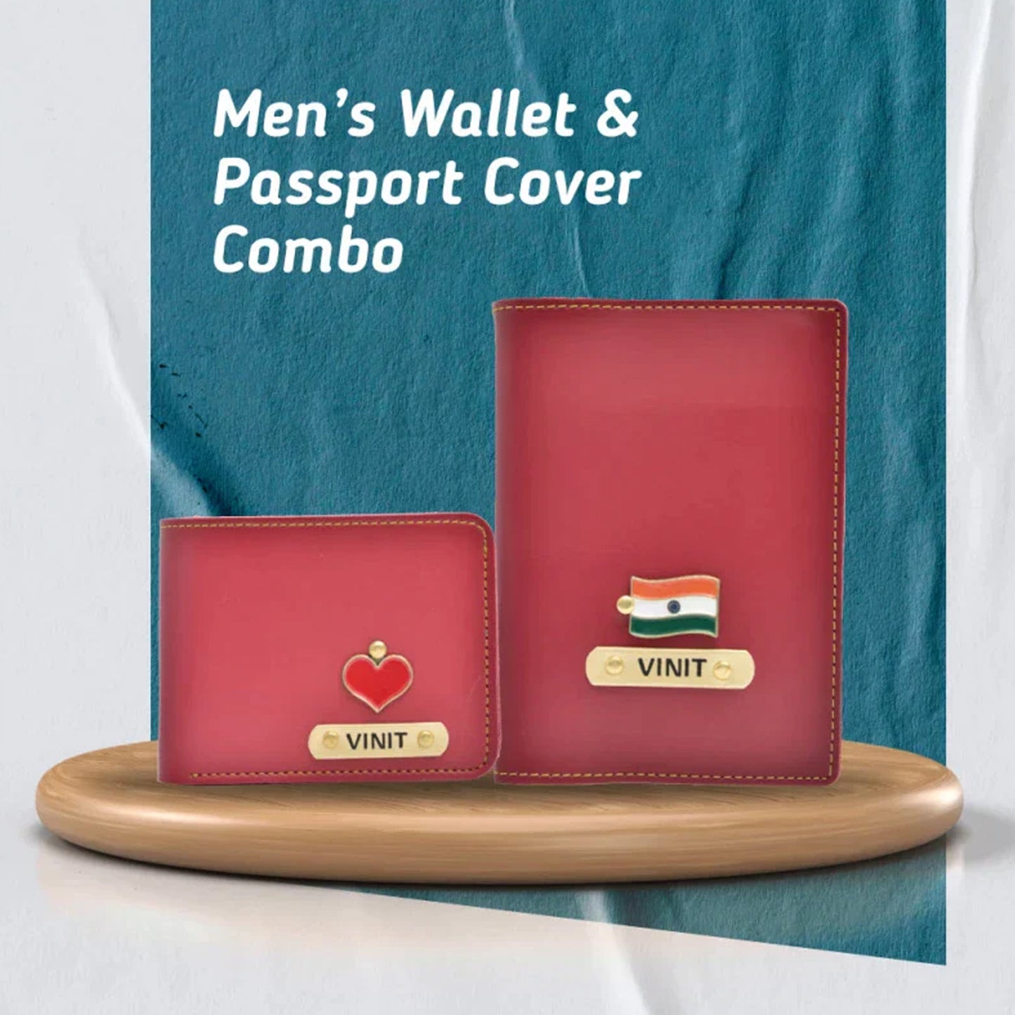 Personalized with Name and Charm Men's 2 Pcs Travel Combo